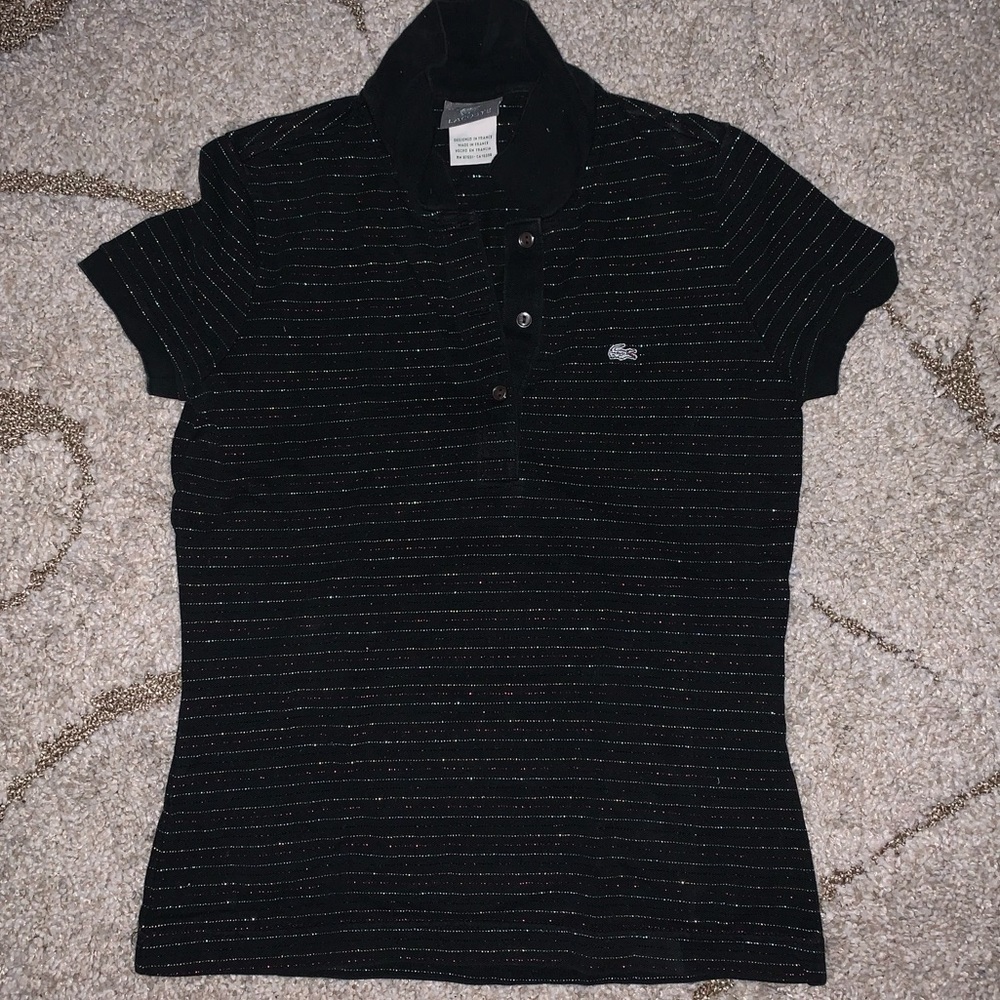 Lacoste Silver Logo Polo - Metallic Threading
